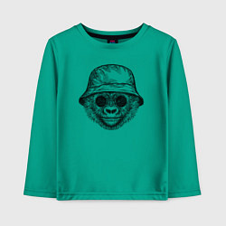 Лонгслив хлопковый детский Стильный детеныш гориллы, цвет: зеленый