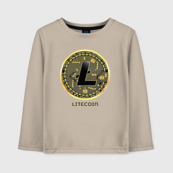 Лонгслив хлопковый детский Litecoin крипта, цвет: миндальный