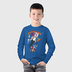 Лонгслив хлопковый детский Футурама в космосе, цвет: синий — фото 2