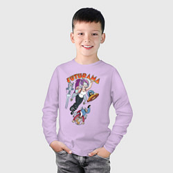Лонгслив хлопковый детский Футурама в космосе, цвет: лаванда — фото 2