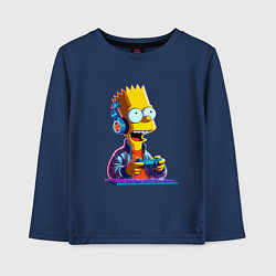 Лонгслив хлопковый детский Bart is an avid gamer, цвет: тёмно-синий