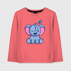 Лонгслив хлопковый детский Радостный слонёнок, цвет: коралловый