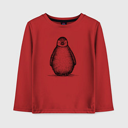 Лонгслив хлопковый детский Пингвиненок спереди, цвет: красный
