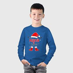 Лонгслив хлопковый детский Новогодний Санта минимализм, цвет: синий — фото 2