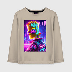 Лонгслив хлопковый детский Cyber Bart - neon glow, цвет: миндальный