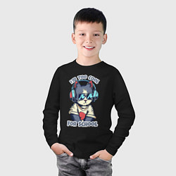 Лонгслив хлопковый детский Too cool for school, цвет: черный — фото 2