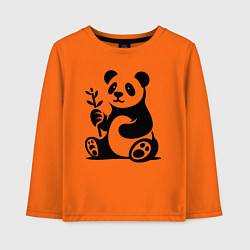 Лонгслив хлопковый детский Сидящая панда с бамбуком в лапе, цвет: оранжевый