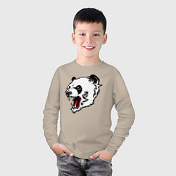 Лонгслив хлопковый детский Оскал панды, цвет: миндальный — фото 2