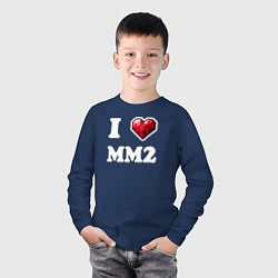 Лонгслив хлопковый детский Я люблю мм2 Роблокс - I heart mm2 Roblox, цвет: тёмно-синий — фото 2