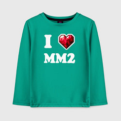 Лонгслив хлопковый детский Я люблю мм2 Роблокс - I heart mm2 Roblox, цвет: зеленый