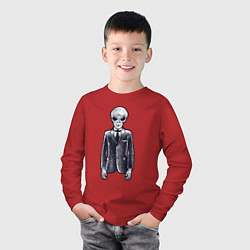 Лонгслив хлопковый детский Пришелец в костюме, цвет: красный — фото 2