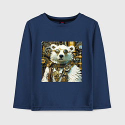 Детский лонгслив Северный медведь воин в очках в стиле стимпанк