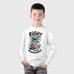 Лонгслив хлопковый детский Fight Light, цвет: белый — фото 2
