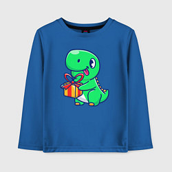 Лонгслив хлопковый детский Динозавр с подарком, цвет: синий