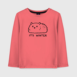 Лонгслив хлопковый детский Cat its winter, цвет: коралловый