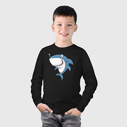 Лонгслив хлопковый детский Cute shark, цвет: черный — фото 2