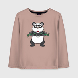 Лонгслив хлопковый детский Панда с нунчаками, цвет: пыльно-розовый