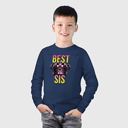 Лонгслив хлопковый детский Best sis, цвет: тёмно-синий — фото 2