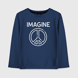 Лонгслив хлопковый детский Imagine peace, цвет: тёмно-синий