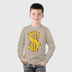 Лонгслив хлопковый детский Знак денег, цвет: миндальный — фото 2