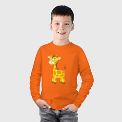 Лонгслив хлопковый детский Милый пятнистый жираф, цвет: оранжевый — фото 2