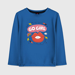 Лонгслив хлопковый детский Go girl lips, цвет: синий