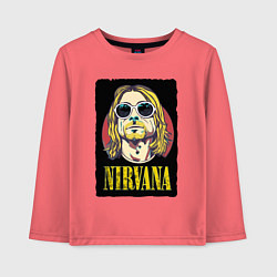 Лонгслив хлопковый детский Kurt в очках, цвет: коралловый