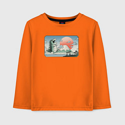 Лонгслив хлопковый детский Монстр горы Фудзи, цвет: оранжевый