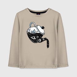Лонгслив хлопковый детский Космос в чайнике, цвет: миндальный
