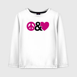 Лонгслив хлопковый детский Peace and love, цвет: белый