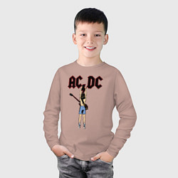 Лонгслив хлопковый детский Angus Young, цвет: пыльно-розовый — фото 2