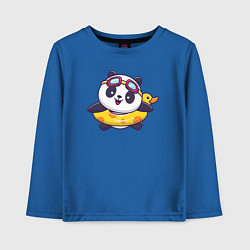 Лонгслив хлопковый детский Панда на пляже, цвет: синий