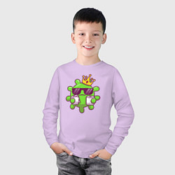 Лонгслив хлопковый детский Вирус в короне, цвет: лаванда — фото 2