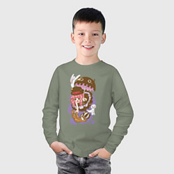 Лонгслив хлопковый детский Перона чиби - One Piece, цвет: авокадо — фото 2