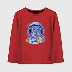 Лонгслив хлопковый детский Собака космонавт, цвет: красный