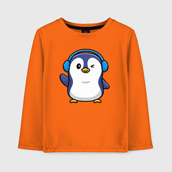 Лонгслив хлопковый детский Привет от пингвина, цвет: оранжевый