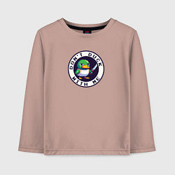 Лонгслив хлопковый детский Зеленая утка держит нож, цвет: пыльно-розовый