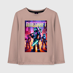 Лонгслив хлопковый детский Cyberpunk and Minecraft - ai art collaboration, цвет: пыльно-розовый