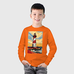 Лонгслив хлопковый детский Маяк Ван Гога, цвет: оранжевый — фото 2