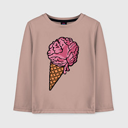 Лонгслив хлопковый детский Brain ice cream, цвет: пыльно-розовый