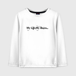 Лонгслив хлопковый детский My life my rules, цвет: белый