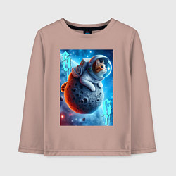 Лонгслив хлопковый детский Space cat - ai art, цвет: пыльно-розовый