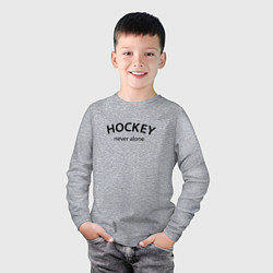 Лонгслив хлопковый детский Hockey never alone - motto, цвет: меланж — фото 2