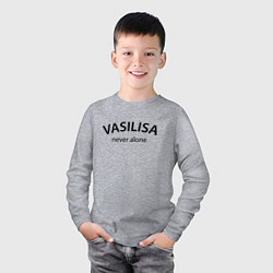 Лонгслив хлопковый детский Vasilisa never alone - motto, цвет: меланж — фото 2