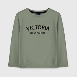 Лонгслив хлопковый детский Victoria never alone - motto, цвет: авокадо