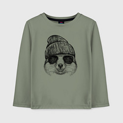 Лонгслив хлопковый детский Лиса хипстер, цвет: авокадо