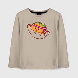 Лонгслив хлопковый детский Тако спорт, цвет: миндальный