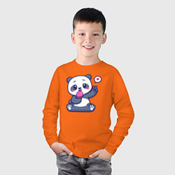Лонгслив хлопковый детский Ice cream panda, цвет: оранжевый — фото 2