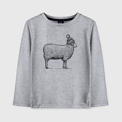 Детский лонгслив Овца в шапке с помпоном