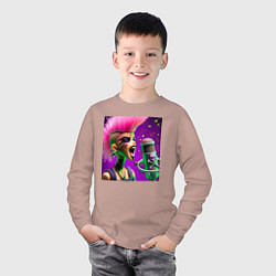Лонгслив хлопковый детский Barbie and punks not dead, цвет: пыльно-розовый — фото 2